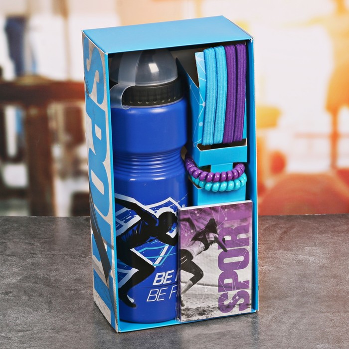 Набор "Be first", бутылка для воды 800 мл, повязка для волос 2шт., блокнот