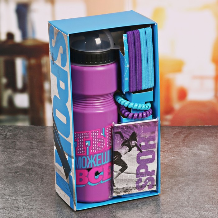 Набор "Ты можешь все", бутылка для воды 800 мл, повязка для волос 2шт., блокнот