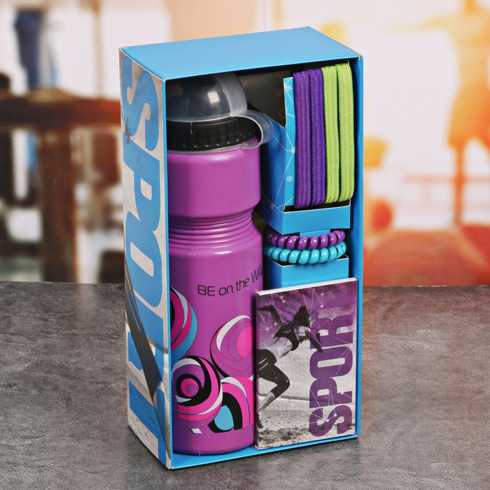Набор "Be on the wave", бутылка для воды 800 мл, повязка для волос 2шт., блокнот