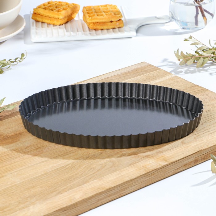 Форма для выпечки "Жаклин. Рифленый овал", со съемным дном, антипригарное покрытие