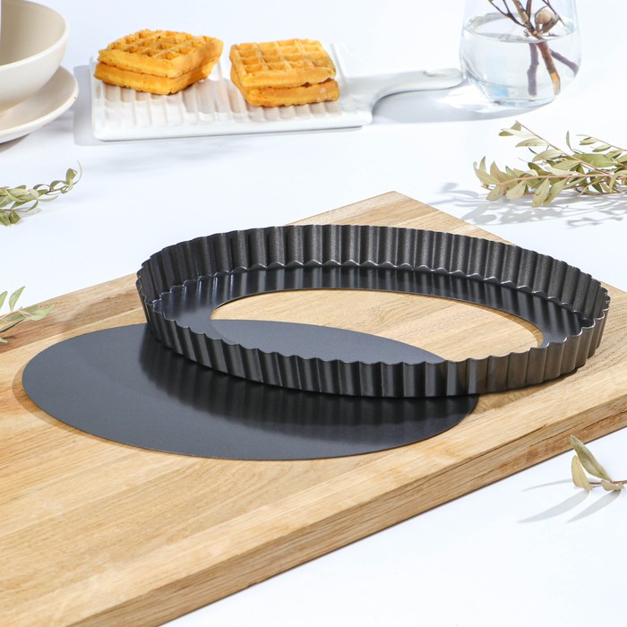 Форма для выпечки "Жаклин. Рифленый овал", со съемным дном, антипригарное покрытие