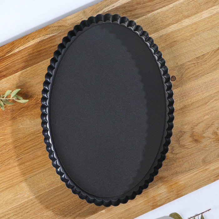 Форма для выпечки "Жаклин. Рифленый овал", со съемным дном, антипригарное покрытие