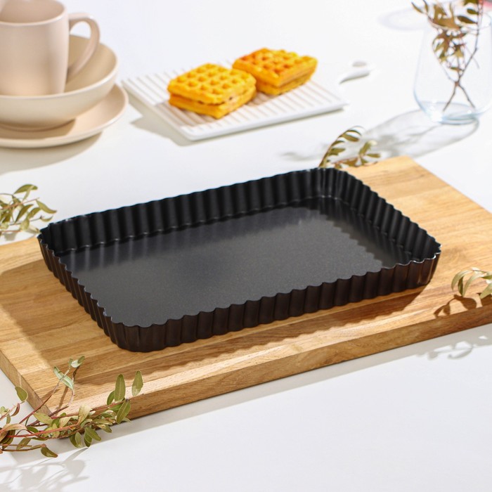 Форма для выпечки "Жаклин. Рифленый прямоугольник" со съемным дном, антипригарное покрытие