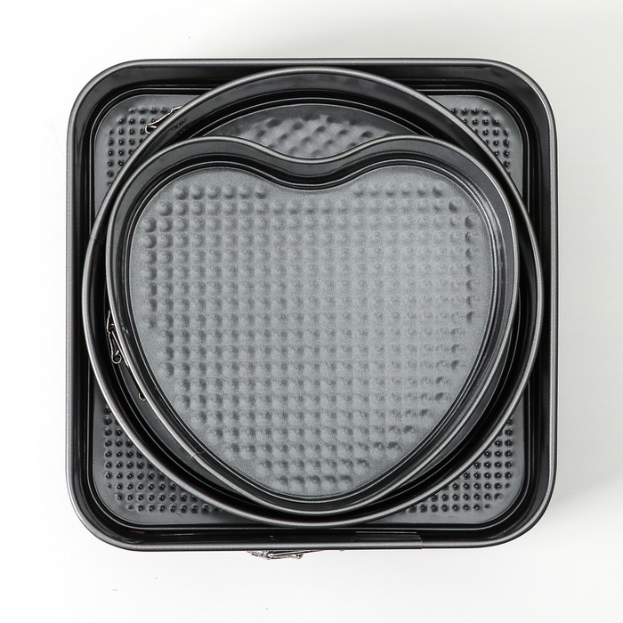 Набор форм для выпечки разъемных "Флорсет", 3 предмета: 26/24/21,5х7 см, антипригарное покрытие