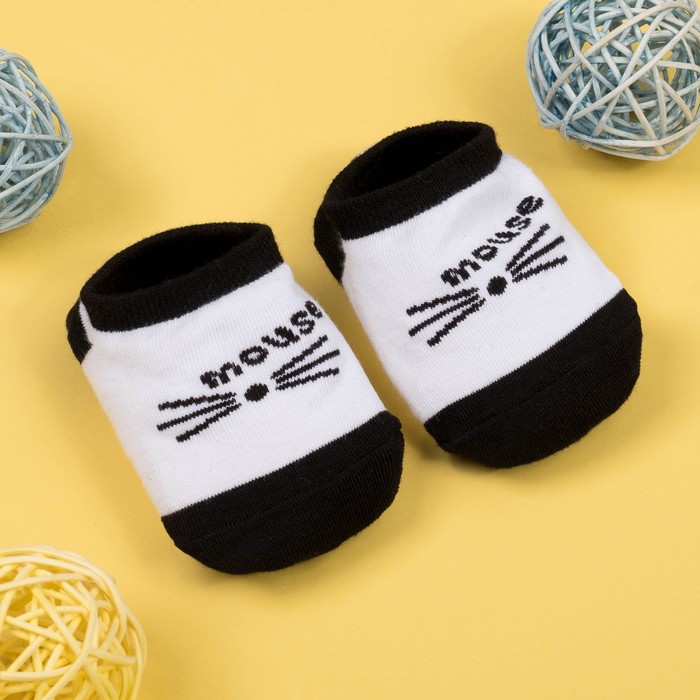 Носки низкие со стоперами "Мышонок" р-р 10 см,белый