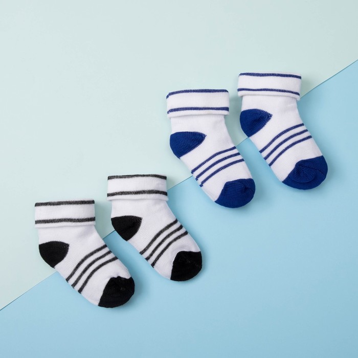 Набор детских носочков (2 пары), размер 9, цвет тёмно-синий/черный