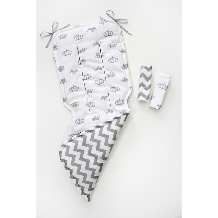 Матрасик в коляску "Короны", размер 34х84 см, сатин, серый