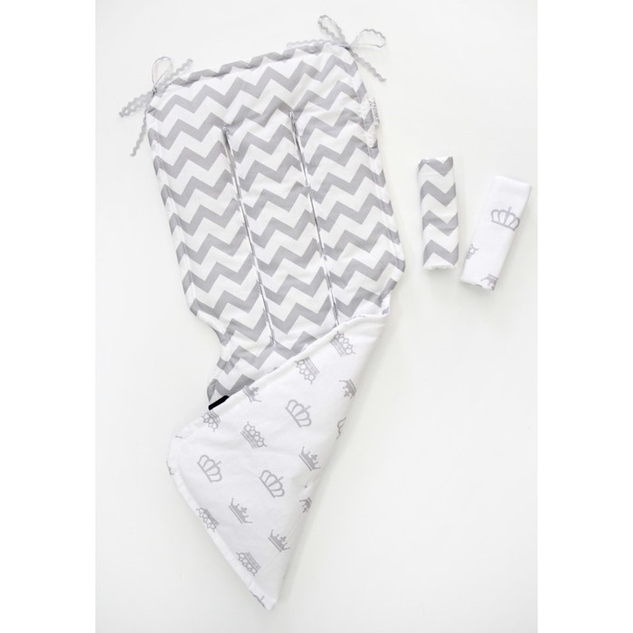 Матрасик в коляску "Короны", размер 34х84 см, сатин, серый