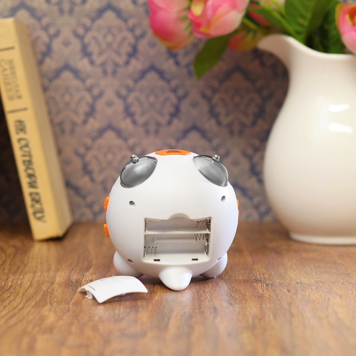 Электронные часы-будильник, подсветка, 2 будильника, дата, бат 3AАА, оранж-й, 7х11.5х10.5 см