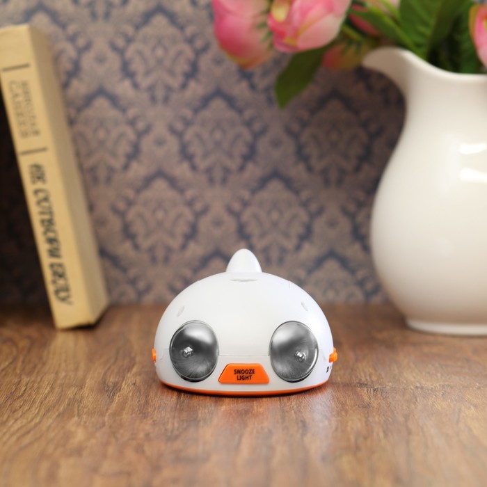 Электронные часы-будильник, подсветка, 2 будильника, дата, бат 3AАА, оранж-й, 7х11.5х10.5 см