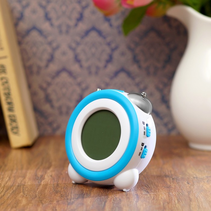 Электронные часы-будильник, подсветка, 2 будильника, дата, бат 3AАА, синий, 7х11.5х10.5 см