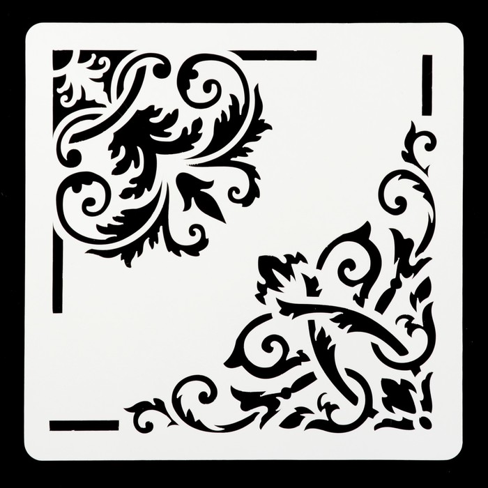 Трафарет квадратный "Узорные уголки" 15х15 см