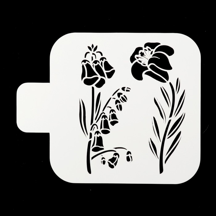 Трафарет квадратный "Цветочки на ветру" 9х9 см