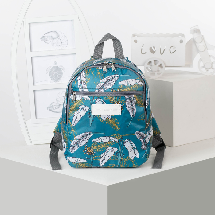 Рюкзак "Перья на бирюзе", отдел на молнии, наружный карман
