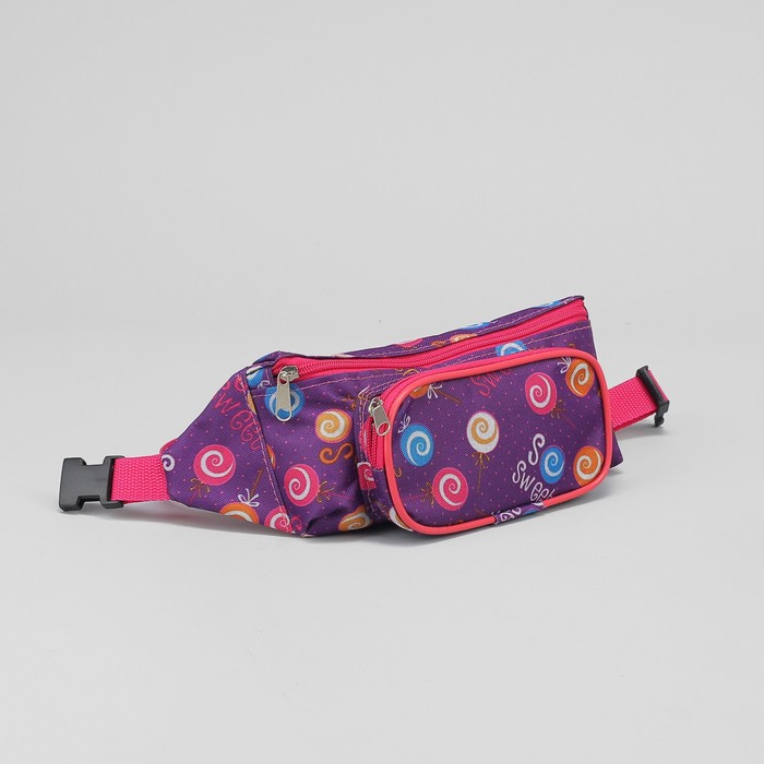 Сумка поясная "Сладость", отдел на молнии, наружный карман, цвет сиреневый