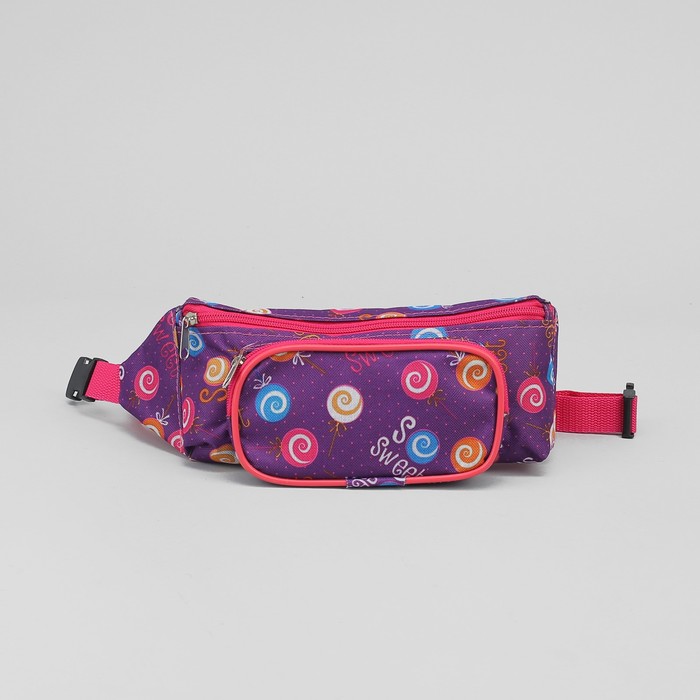 Сумка поясная "Сладость", отдел на молнии, наружный карман, цвет сиреневый