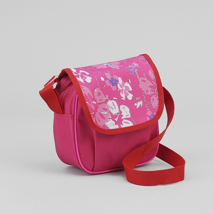 Сумка детская "Цветы", отдел на молнии, регулируемый ремень, цвет розовый