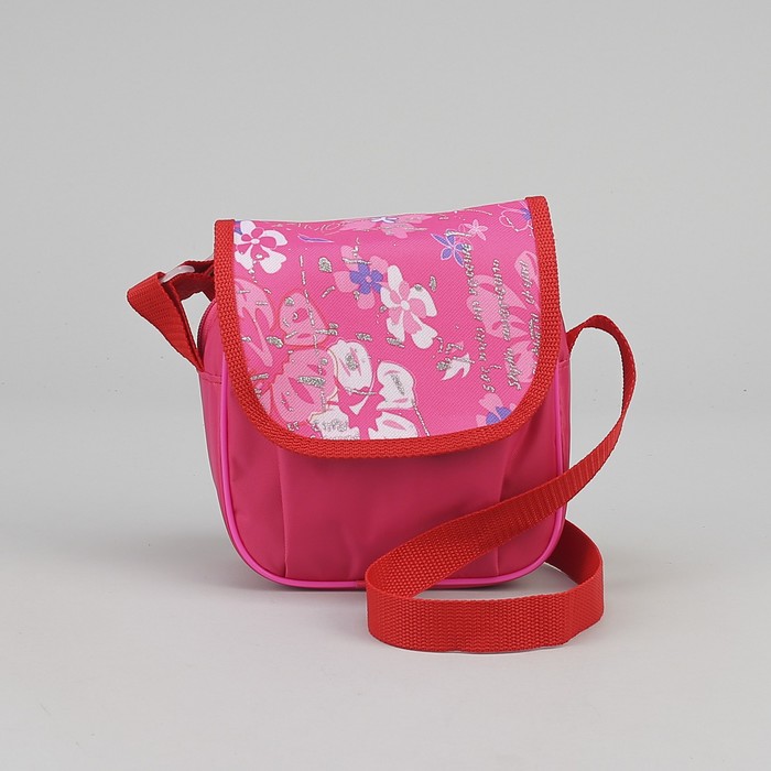 Сумка детская "Цветы", отдел на молнии, регулируемый ремень, цвет розовый