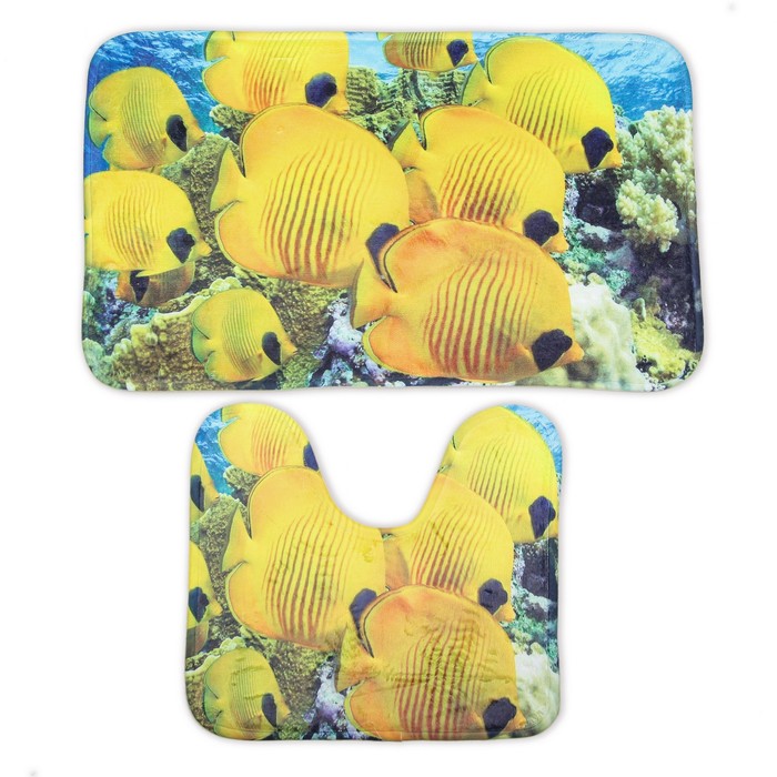 Набор ковриков для ванной и туалета 2 шт "Подводный мир"