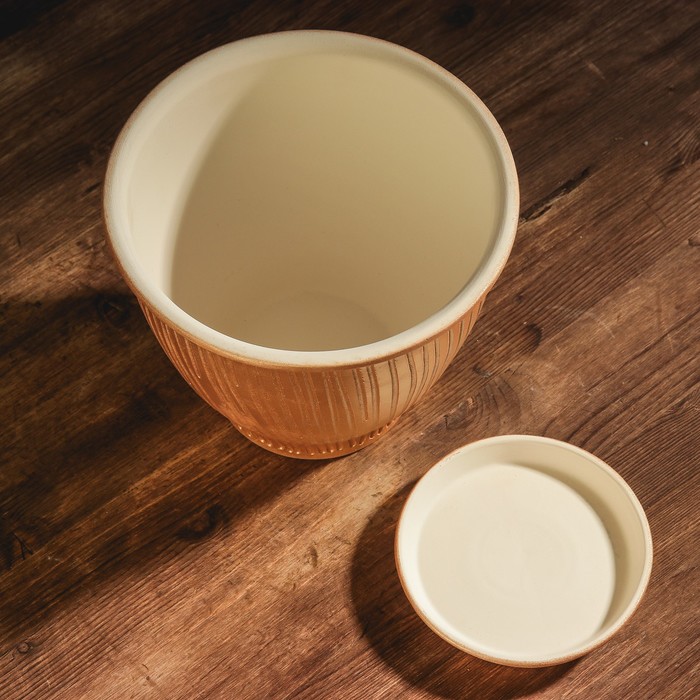 Кашпо "Премиум" цвет бежевый 5л УЦЕНКА