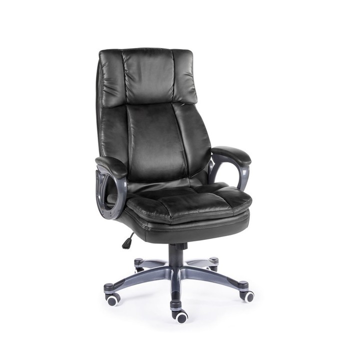 Кресло офисное "Мэдисон", серый пластик, чёрная экокожа