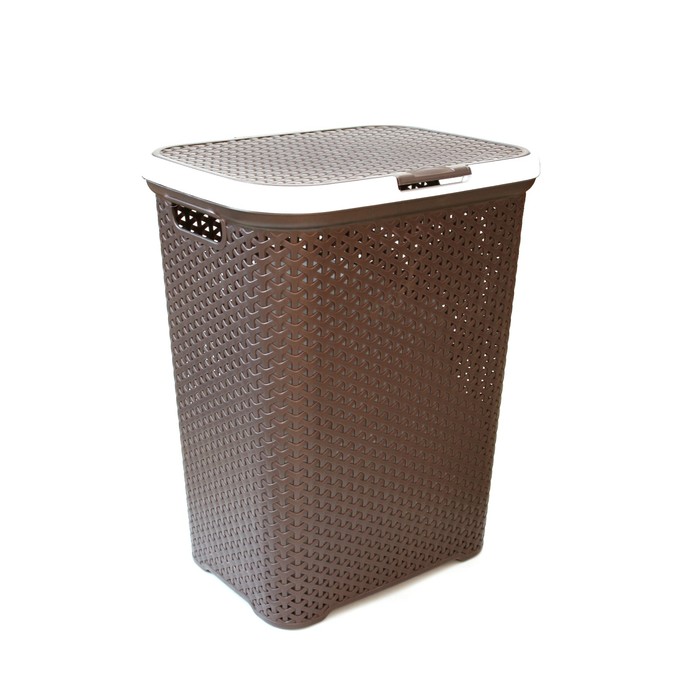 Корзина для белья плетенная для белья с крышкой, коричневая