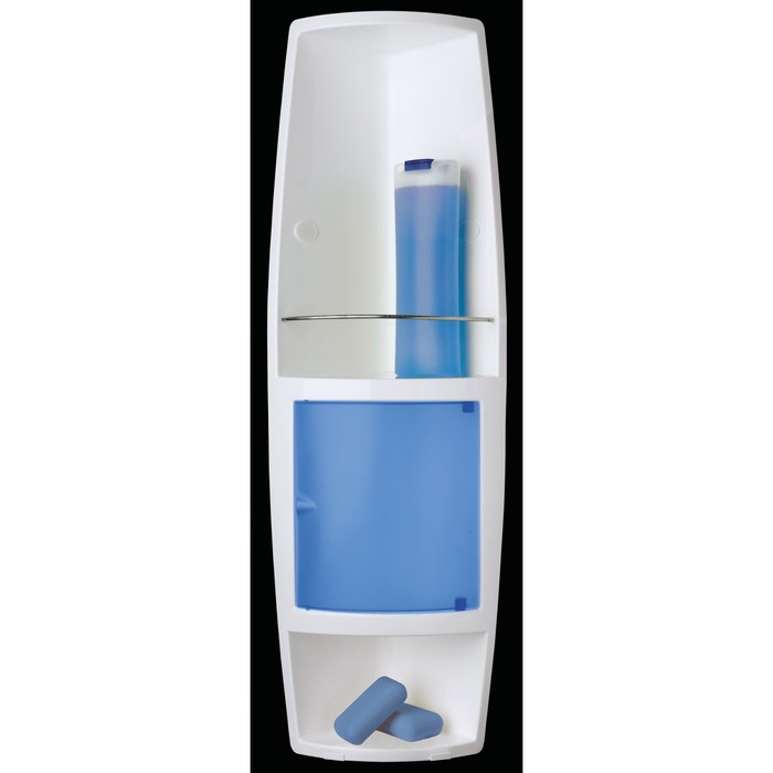 Угловой шкафчик, 3 полки, 15х15х70 см, дверца прозрачно-голубая