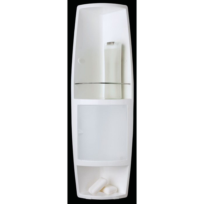 Угловой шкафчик, 3 полки, 15х15х70 см, дверца прозрачно-натуральная