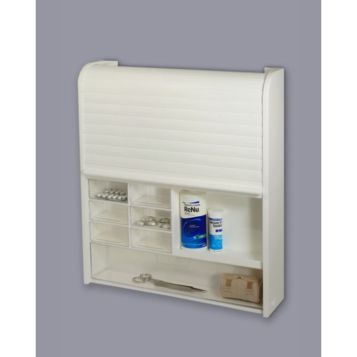 Шкафчик настенный, шторка с замком, 42х48х8,5 см, цвет белый