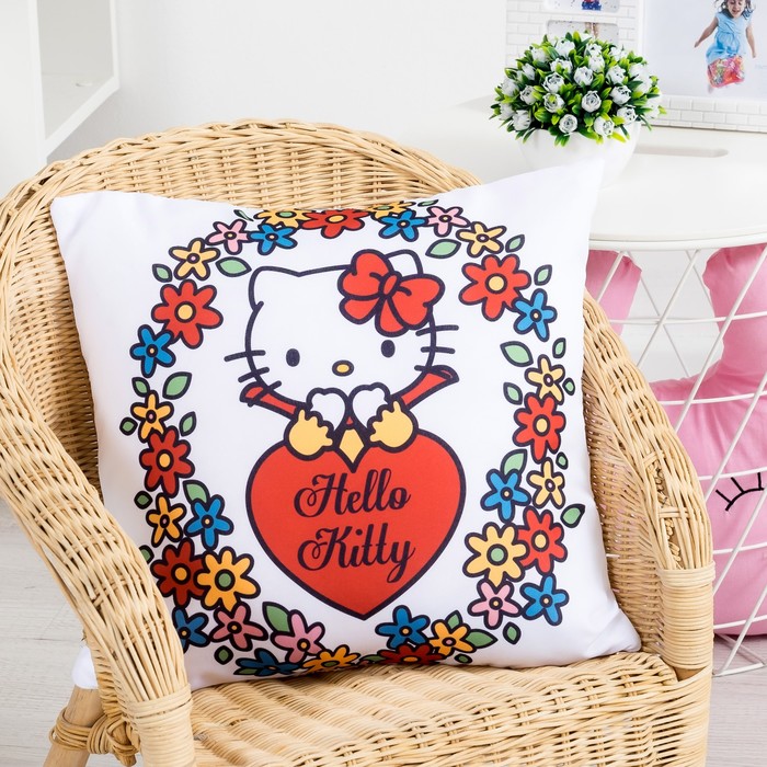 Подушка декоративная Hello Kitty 40х40, цвет белый 100% полиэстер