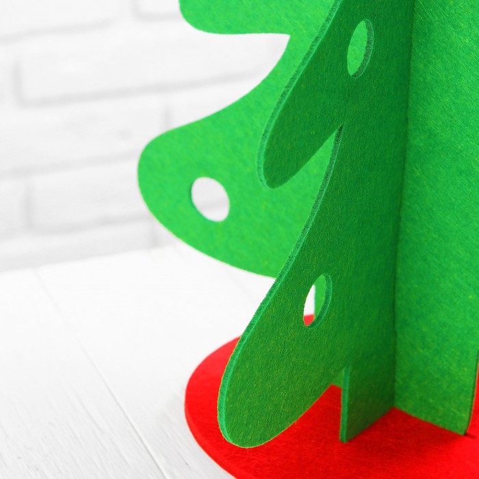 Елочка из фетра на подставке, сборная, размер 30*30*40, цвет зеленый