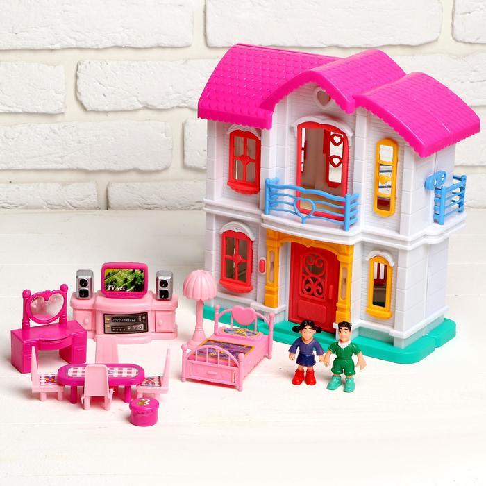 Коттедж для кукол с мебелью и аксессуарами, звуковые эффекты