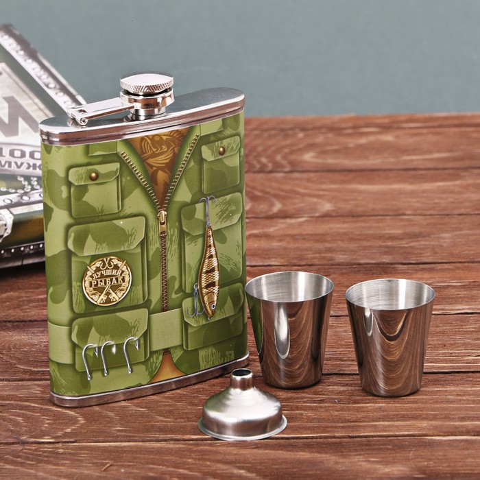 Набор подарочный "Рыбак", фляжка 240 мл, стопки 2 шт., воронка