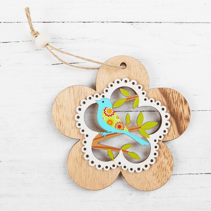 Подвеска декоративная "Птичка в цветочке"