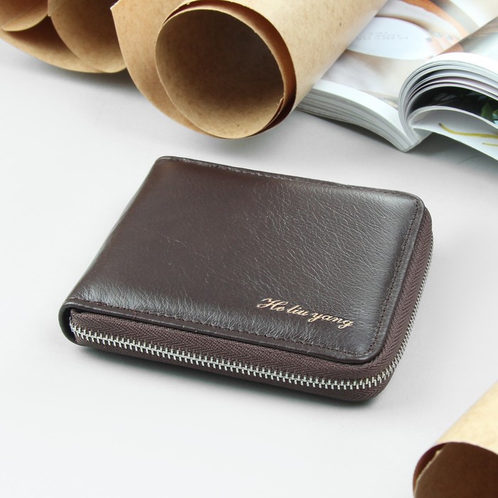 Портмоне мужское, 2 отдела, для кредиток, для монет, цвет коричневый