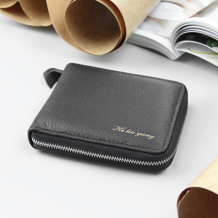 Портмоне мужское, 2 отдела, для кредиток, для монет, цвет чёрный