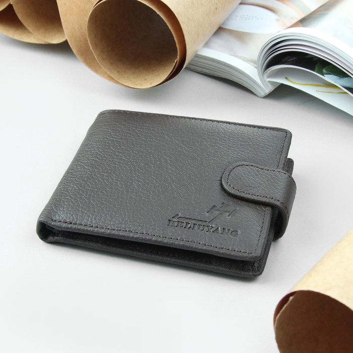 Портмоне мужское, 2 отдела, для кредиток, для монет, цвет коричневый