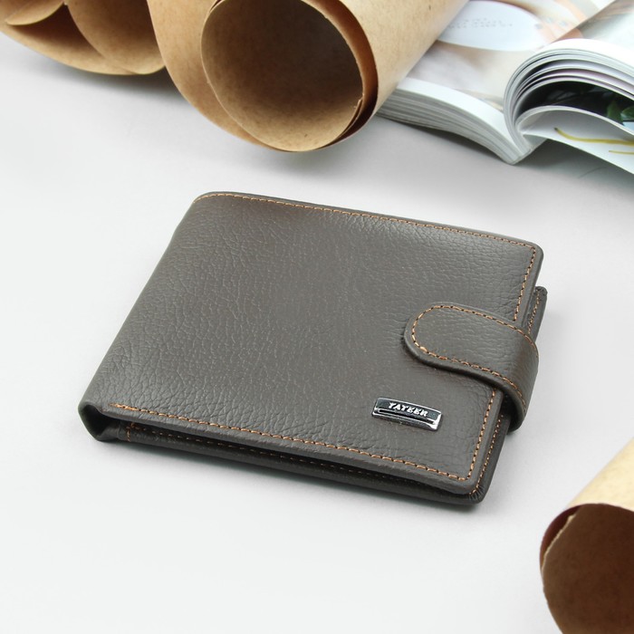 Портмоне мужское, 2 отдела, для кредиток, для монет, цвет коричневый