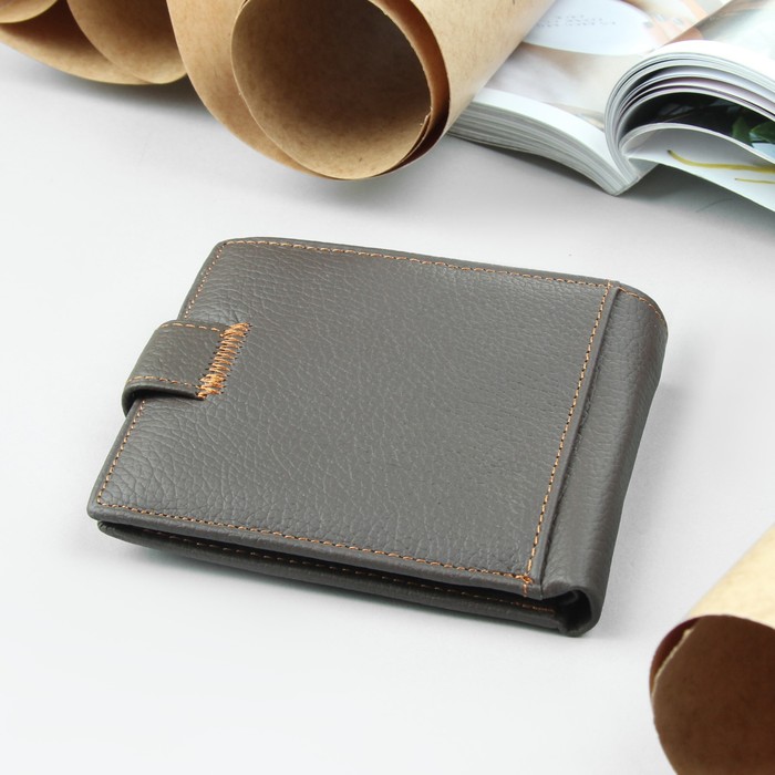 Портмоне мужское, 2 отдела, для кредиток, для монет, цвет коричневый