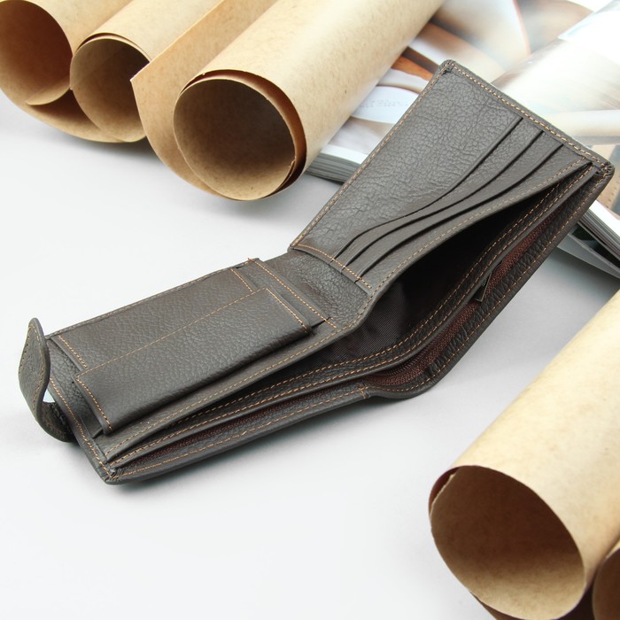 Портмоне мужское, 2 отдела, для кредиток, для монет, цвет коричневый