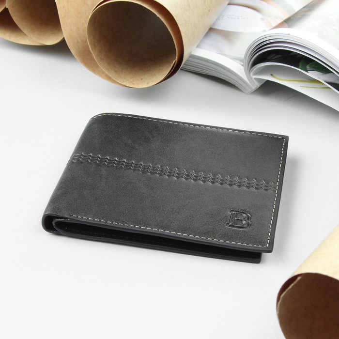 Портмоне мужское, 2 отдела, для кредиток, цвет чёрный