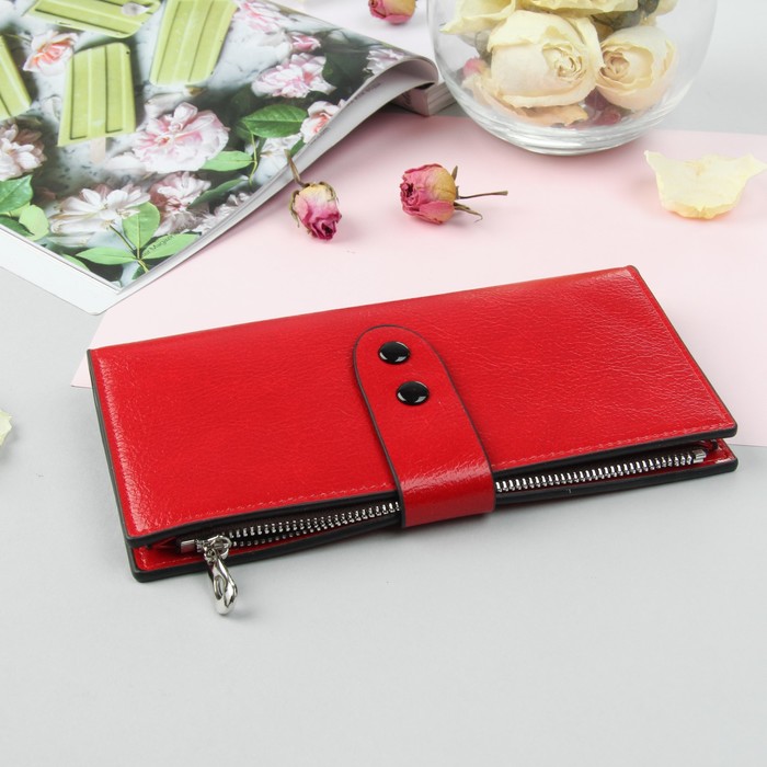 Кошелёк женский, 2 отдела, для кредиток, для монет, цвет красный