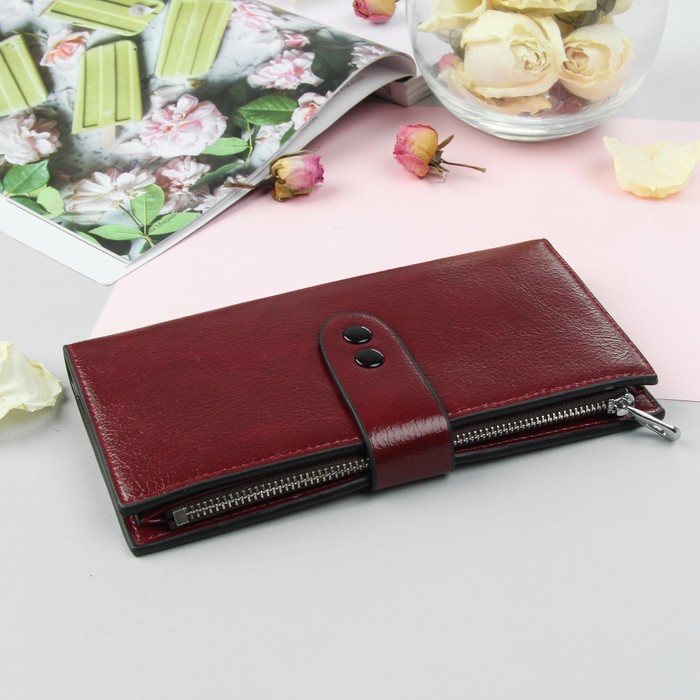 Кошелёк женский, 2 отдела, для кредиток, для монет, цвет бордовый