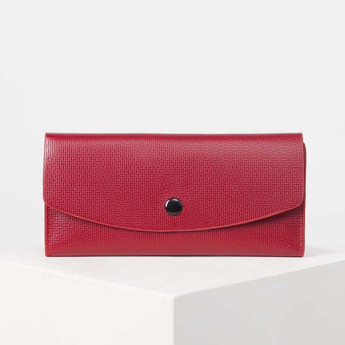 Кошелёк женский, 2 отдела, для кредиток, для монет, цвет красный