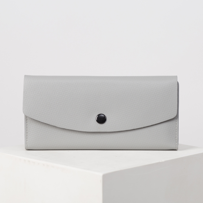 Кошелёк женский, 2 отдела, для кредиток, для монет, цвет серый