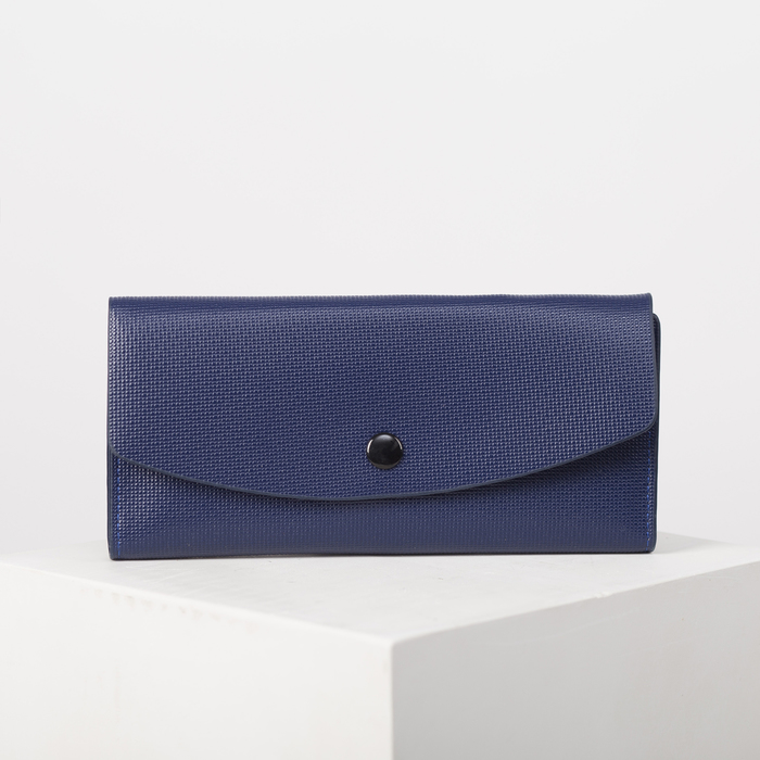 Кошелёк женский, 2 отдела, для кредиток, для монет, цвет синий