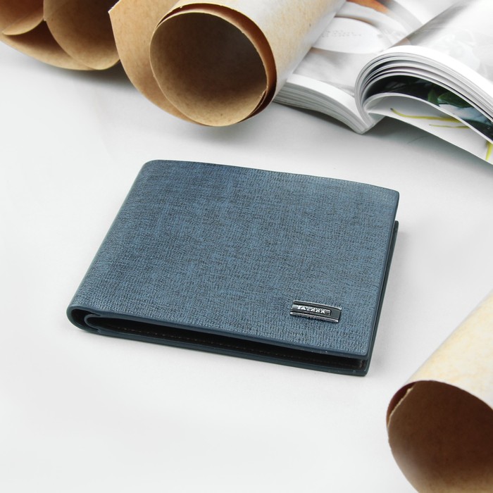 Портмоне мужское, 2 отдела, для кредиток, цвет синий