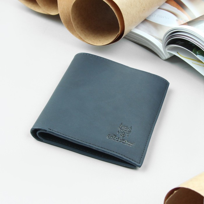 Портмоне мужское, 2 отдела, для кредиток, цвет синий