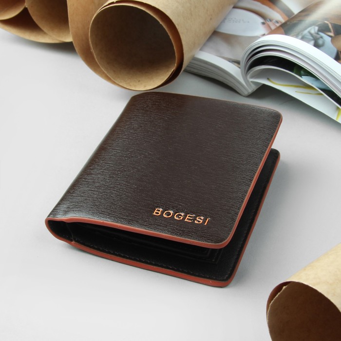 Портмоне мужское, 2 отдела, для кредиток, цвет коричневый