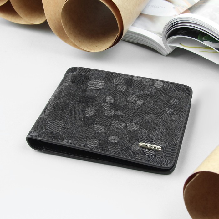 Портмоне мужское, 2 отдела, для кредиток, цвет чёрный